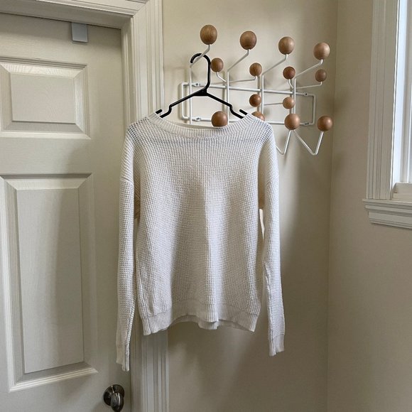 Wilfred Sweaters - Aritizia Wilfred Free - 100% Merino Wool Waffle Weave Crew Neck - Cream - Small